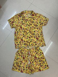 Co-Ord Vibrant Floral Print Short Sleeve Shirt