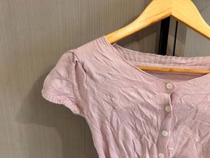 Chic Pink Button-Up Crop Top