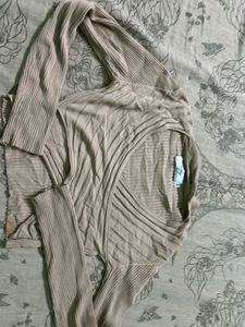 Ribbed Knit Wrap Cardigan