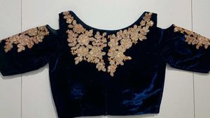 Navy Blue Velvet Blouse