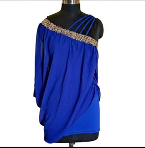 Stylish Blue One-Shoulder Top