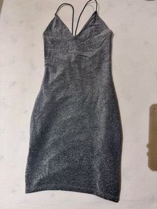 Sparkly Spaghetti backless mini Dress