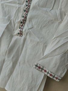 White Embroidered Kurti Top
