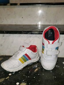 Quality Kids White Sneakers with Rainbow Stripes