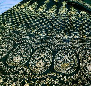 Unstitched Green Lahenga, Blouse And Dupatta Set Combo