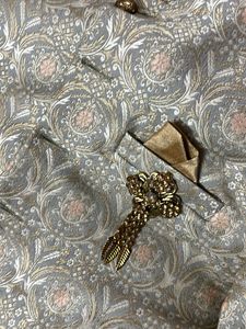 Elegant Brocade Nehru Jacket with Brooch