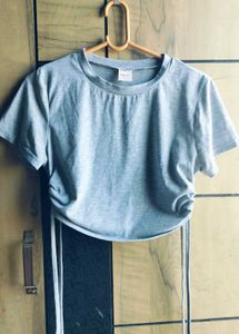 Grey Ruched T-Shirt