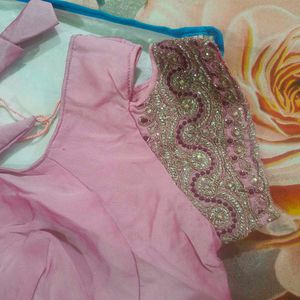 Elegant Pink Embroidered Saree