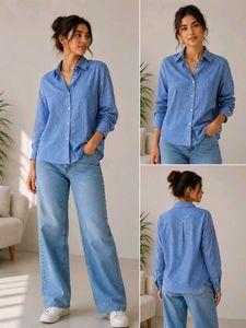 Blue Gingham Button-Up Shirt