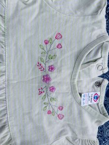 Baby green Girl's Cute Embroidered Dress