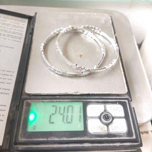 Pure Silver Bangles with Stone Accents
