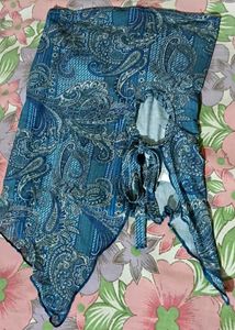 Blue Paisley Tie-Front Tube Top