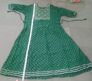 Green Printed Anarkali Kurti