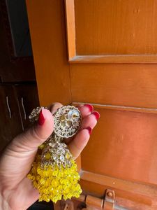 Yellow Jhumka Earrings