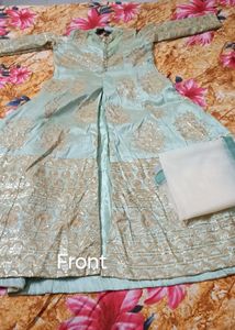 Green ethnic gown with skirt