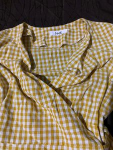 Yellow Gingham Wrap Dress