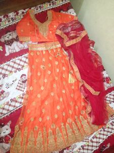 Orange Embroidered Lehenga Choli Set
