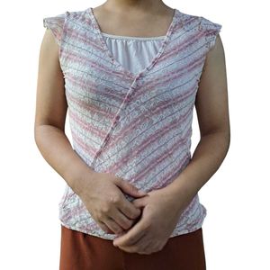 Pink Striped Lace Wrap Top