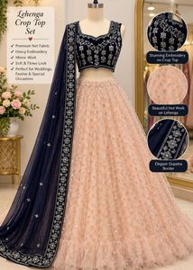 Embellished Velvet Lehenga Choli💙🩷