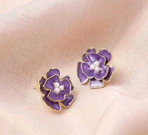 Purple Camellia statement Earrings