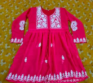 Pink Embroidered Kurti