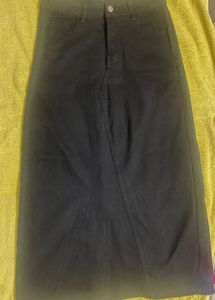 Black Denim Maxi Skirt
