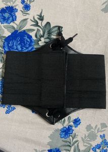 Black Faux Leather Corset Belt