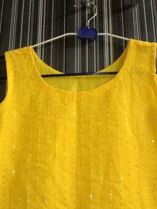 Yellow Embroidered Kurti