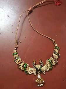 Peacock Design Necklace with Stones