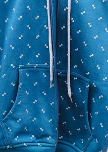 Teal Blue Printed Hoodie