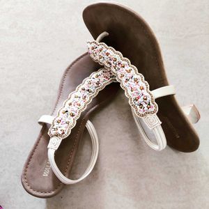 Beaded Strap Heel Sandals