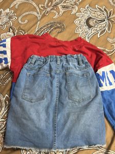 Minnie Mouse Sweatshirt &amp; Denim Skirt Set