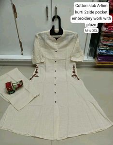 Elegant Cream Kurta Set with Embroidery