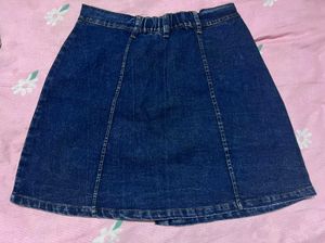 Denim Button-Front A-Line Skirt