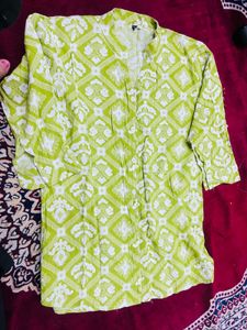 Lime Green Printed Kurta