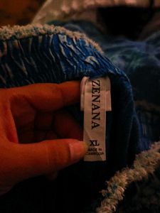 I. Blue Denim Ruffled Shorts