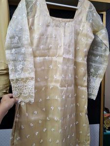 Elegant Tan Embroidered Kurta Set