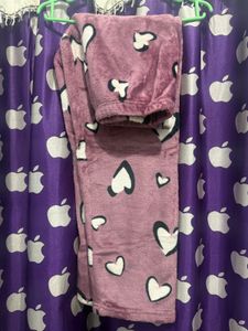 Cozy Heart Print Plush night suit