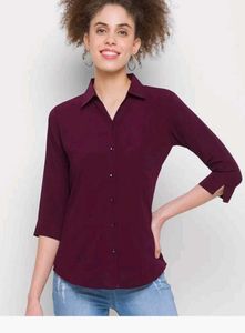 Women's wine Button-Up Shirt
