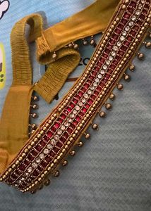Elegant Cream &amp; Maroon Silk Saree