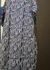 Elegant Printed Kurta with Embellished Neckline