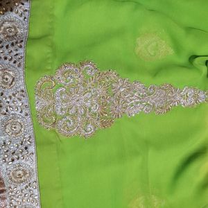 Lemon Yellow-Green Saree