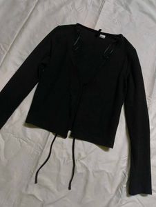 Black tie up cardigan