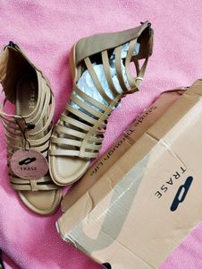 Trase Beige Strappy Gladiator Flats