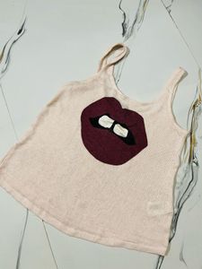 Cute Lips Knit Tank Top