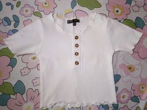 Ribbed Button-Up Crop Top