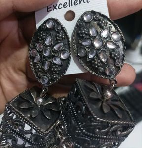 Oxidized Jhumka Earrings