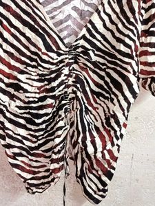 PLUS SIZE Zebra Print Ruched Top Multicolour