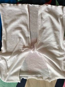 Sheer White and black Tie-Front Cardigan