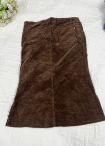 Brown Corduroy Midi Skirt